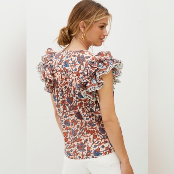 Love the Label x Anthropologie Mabel Vineyard Ruffled Blouse S - Picture 3 of 4